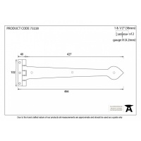 Black Smooth 18'' T Hinge (Pair)