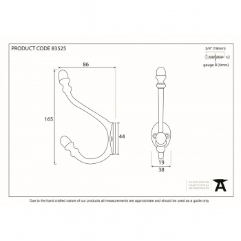 Polished Brass 6 1/2'' Hat & Coat Hook