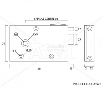 Right Hand Bathroom Latch - Brass or Iron