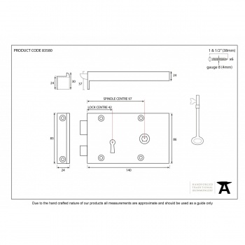 Polished Brass Right Hand Rim Lock - Small