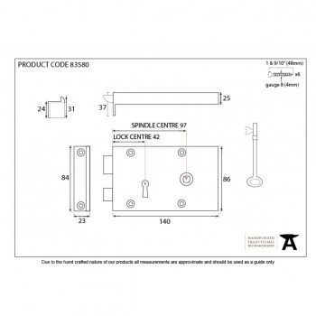 Polished Brass Right Hand Rim Lock - Small