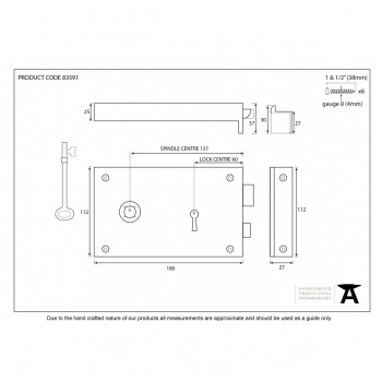 Iron Left Hand Rim Lock - Large