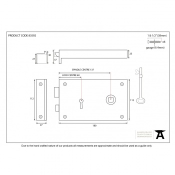 Iron Right Hand Rim Lock - Large