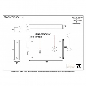 Iron Right Hand Rim Lock - Large