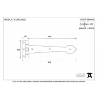 Black Antique 12'' T Hinge (Pair)