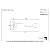 Black Smooth 10.5'' T Hinge (Pair)