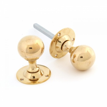 Polished Brass Ball Mortice Knob Set