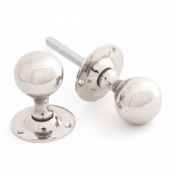 Polished Nickel Ball Mortice Knob Set