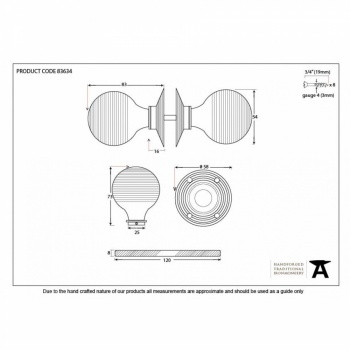 Ebony Mortice/Rim Beehive Knob Set - Polished Nickel Roses