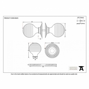 Rosewood Mortice/Rim Beehive Knob Set - Polished Nickel Roses