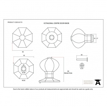 Octagonal Centre Door Knob - Black