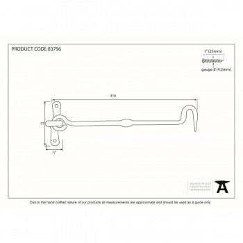 12'' Forged Cabin Hook - Pewter