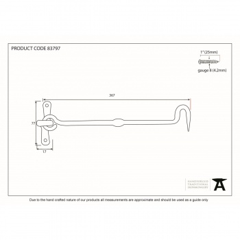 14'' Forged Cabin Hook - Pewter