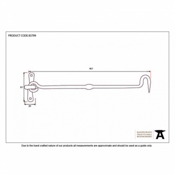 Pewter Forged 18'' Cabin Hook