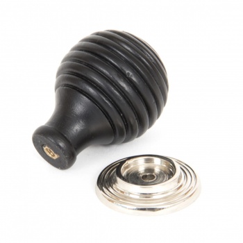 Ebony & Polished Nickel Beehive Cabinet Knob - Small