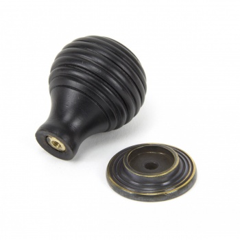 Ebony & Aged Brass Beehive Cabinet Knob - Small