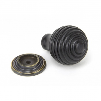 Ebony & Aged Brass Beehive Cabinet Knob - Small