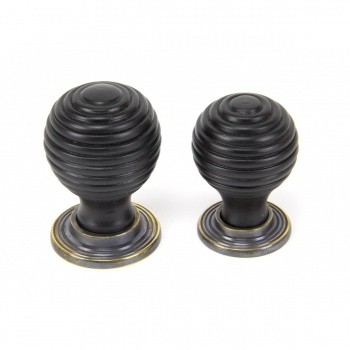 Ebony & Aged Brass Beehive Cabinet Knob - Small