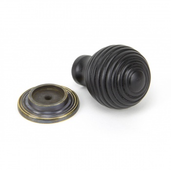 Ebony & Aged Brass Beehive Cabinet Knob - Large