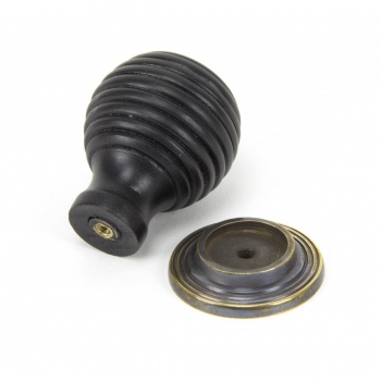 Ebony & Aged Brass Beehive Cabinet Knob - Large