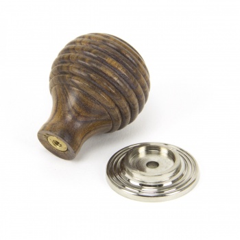 Rosewood & Polished Nickel Beehive Cabinet Knob - Small