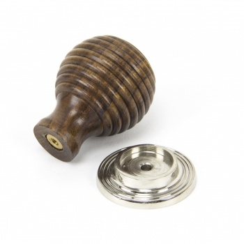 Rosewood & Polished Nickel Beehive Cabinet Knob - Large