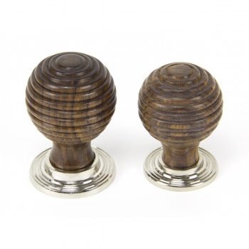 Rosewood & Polished Nickel Beehive Cabinet Knob - Large