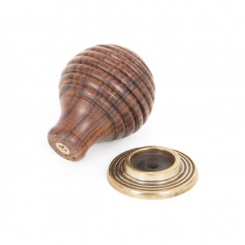 Rosewood & Aged Brass Beehive Cabinet Knob - Small