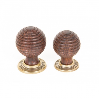 Rosewood & Aged Brass Beehive Cabinet Knob - Small