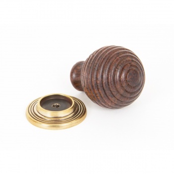 Rosewood & Aged Brass Beehive Cabinet Knob - Large