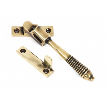 Aged Brass Night Vent Reeded Fastener - Locking