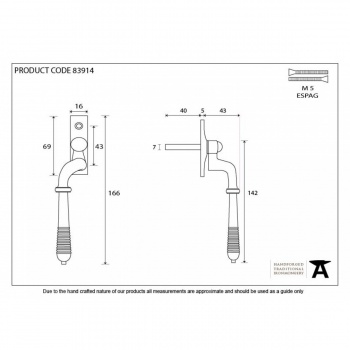 Polished Nickel Reeded Espag - Left Hand