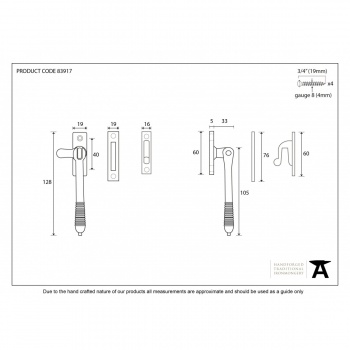 Aged Brass Reeded Fastener - Locking