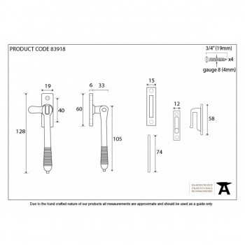 Polished Nickel Reeded Fastener - Locking