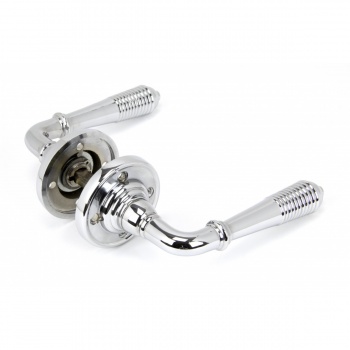 Polished Chrome Reeded Lever On Rose