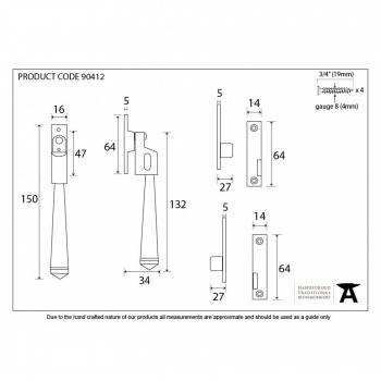 Polished Chrome Night-Vent Locking Avon Fastener