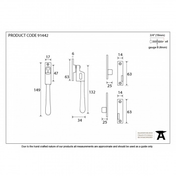 Aged Brass Night-Vent Locking Newbury Fastener