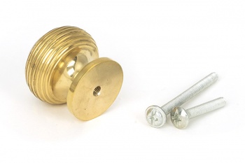 Polished Brass Beehive Cabinet Knob 30mm