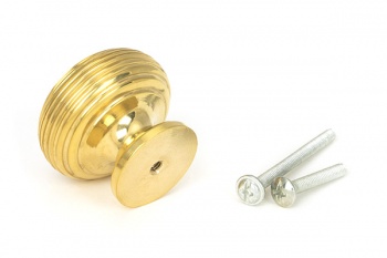 Polished Brass Beehive Cabinet Knob 40mm