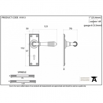 Polished Bronze Reeded Lever Lock Set