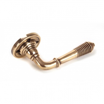 Polished Bronze Reeded Lever On Rose Set