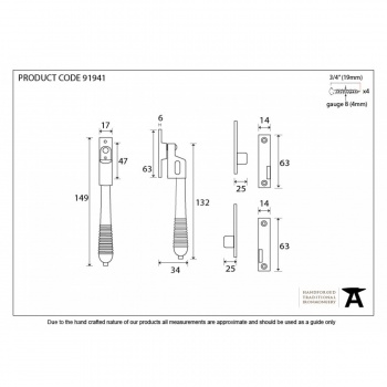 Polished Bronze Night Vent Reeded Fastener - Locking