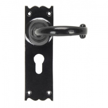 Black Cottage Lever Euro Lock Set