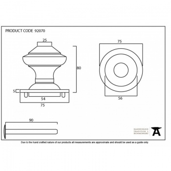 Black Regency Centre Door Knob