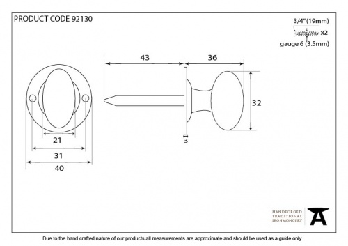 External Beeswax Oval Rack Bolt