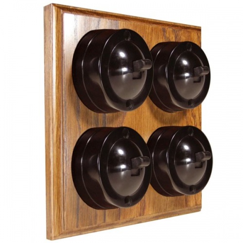 4 Gang Bakelite Switch Medium Oak