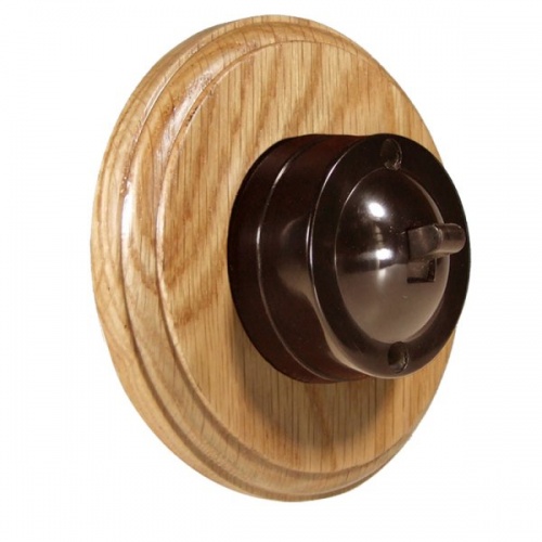 1 Gang Bakelite Switch Round - Light Oak