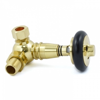 Amberley Thermostatic Radiator Valves - Polished Brass (Corner TRV)