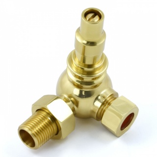 Amberley Thermostatic Radiator Valves - Polished Brass (Corner TRV)