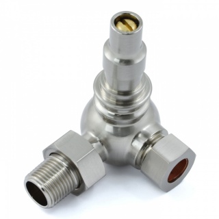 Amberley Thermostatic Radiator Valves - Satin Nickel (Corner TRV)